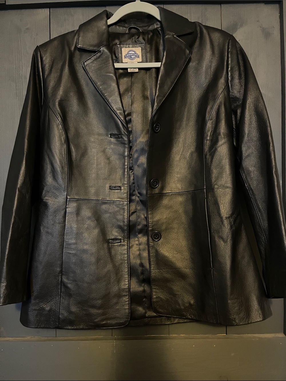 Classic Black Leather Blazer Jacket - Women's Tailored Coat